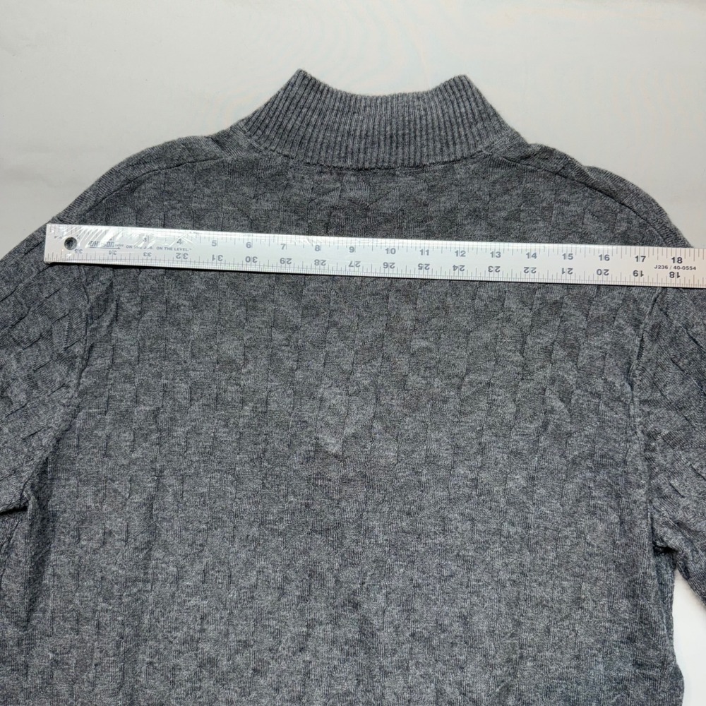 Robert Graham Wool Blend Grey Cable Knit Quarter Zip Sweater Medium Luxe - Picture 6 of 11